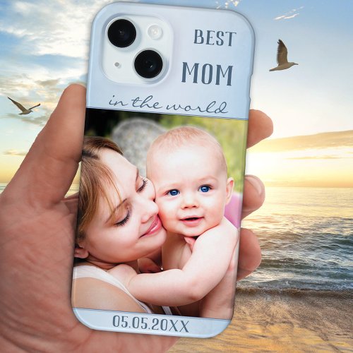 Your Photo Dusty Blue Best Mom Phone Case