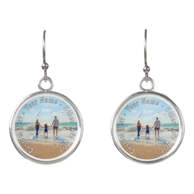 Your Photo Earrings Gift with Custom Text (Front)