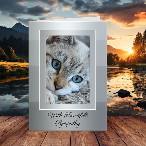 Your Photo Elegant Gray Striped Cat Sympathy Card