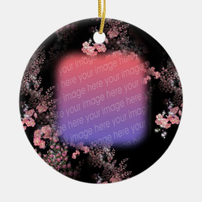 Your Photo Elegant Pink Floral Design Ornament (Front)