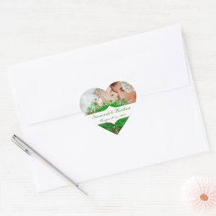 Your Photo Emerald Heart Leaf Tree Wedding Heart Sticker