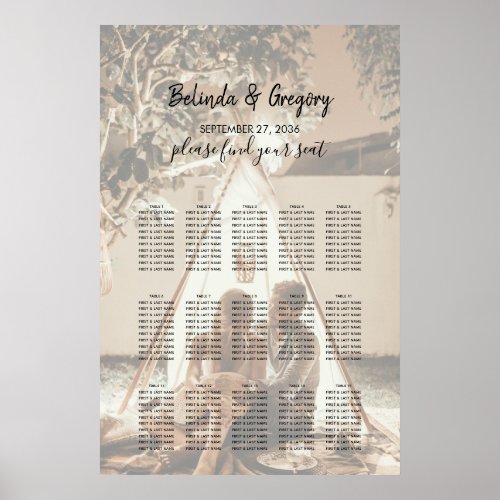 Your Photo Faded Wedding Seating Chart