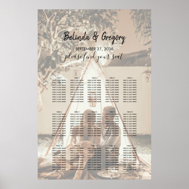 Your Photo Faded Wedding Seating Chart (Front)