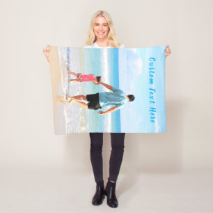 Your Photo Fleece Blanket with Custom Text