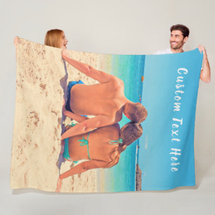 Your Photo Fleece Blanket with Custom Text Name