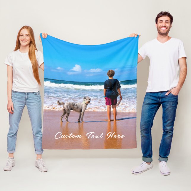 Your Photo Fleece Blanket with Custom Text Name (In Situ)