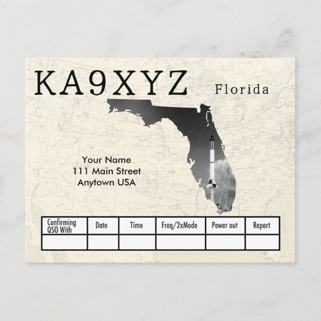 Your Photo Florida Shaped Cutout Custom QSL Postcard (Front)