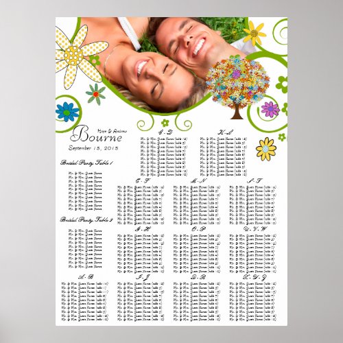 Your Photo Flower Tree Seating Chart Alphabetical