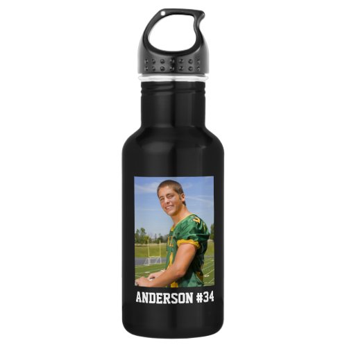 Your Photo Football or Your Sport _ Choose Color _ Stainless Steel Water Bottle