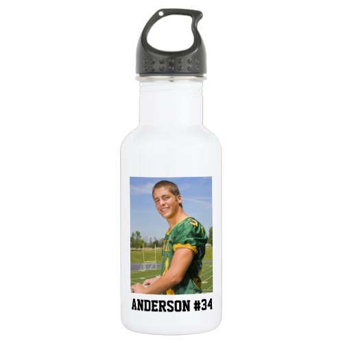 Your Photo Football or Your Sport _ Pick Color _ Stainless Steel Water Bottle