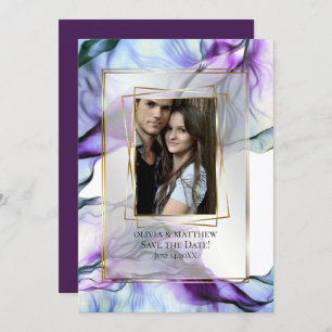Your Photo Frame Abstract Plum Abstract Invitation
