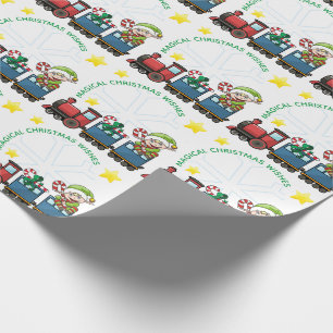 Your Photo Frame Christmas Train and cute, Elf Wrapping Paper