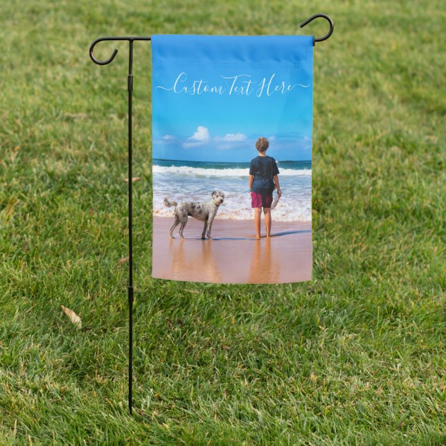 Your Photo Garden Flag with Custom Text (In SItu)