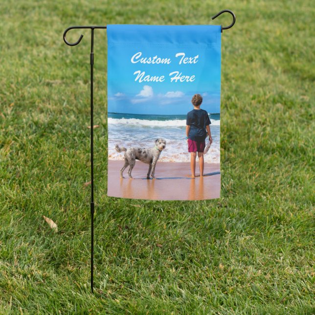 Your Photo Garden Flag with Custom Text Name (In SItu)