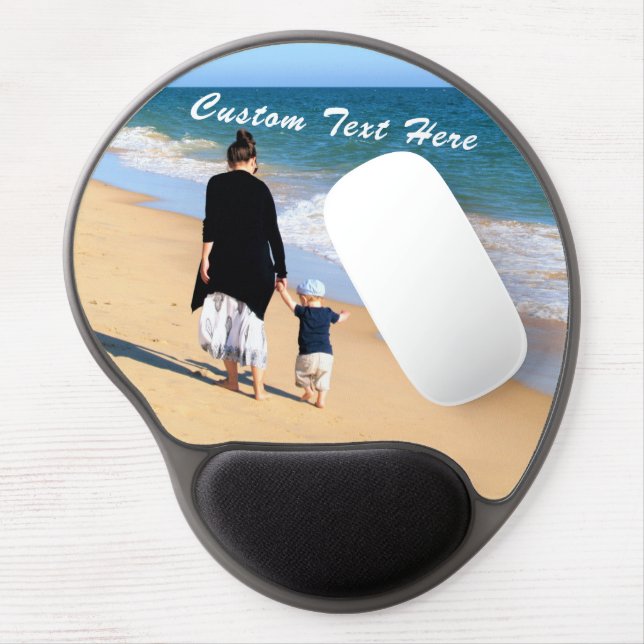 Your Photo Gel Mouse Pad Gift with Custom Text (Left Side)