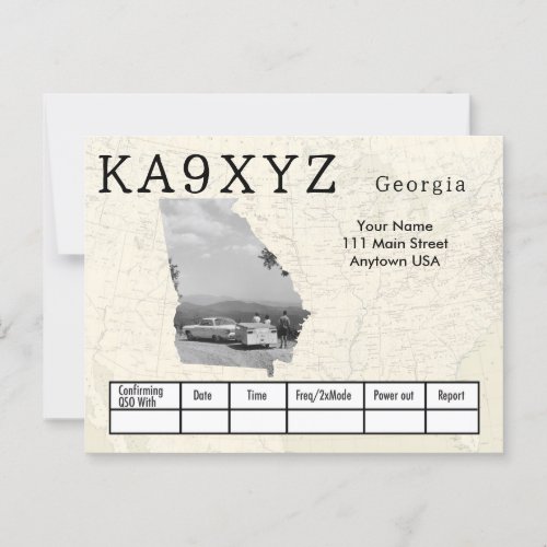 Your Photo Georgia Shaped Cutout Custom QSL Postcard