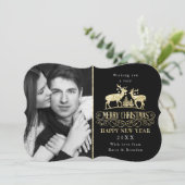 Your Photo | Gold Glitter Reindeer Stags Holiday Card (Standing Front)