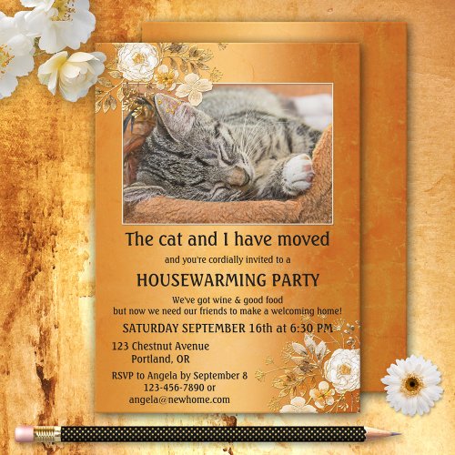 Your Photo Gold Moving Housewarming Invitation