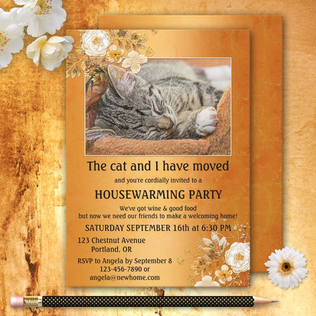 Your Photo Gold Moving Housewarming Invitation (Creator Uploaded)