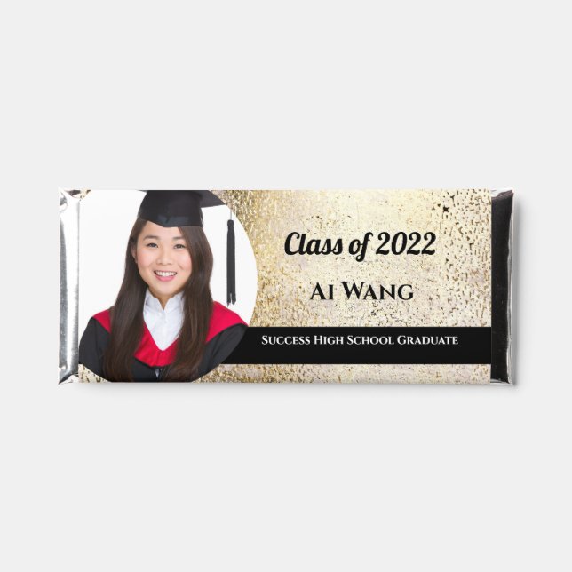 Your Photo Gold School Graduation  Hershey Bar Favors (Front)