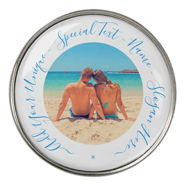Your Photo Golf Ball Marker Gift with Custom Text (Front)