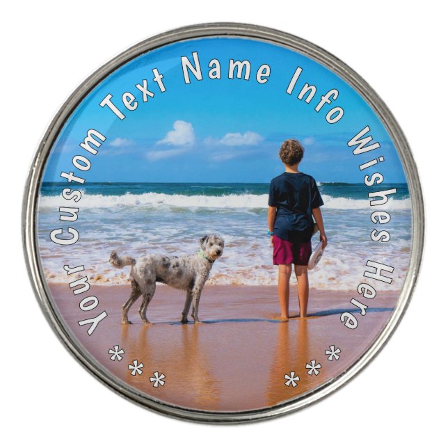 Your Photo Golf Ball Marker with Custom Text (Front)