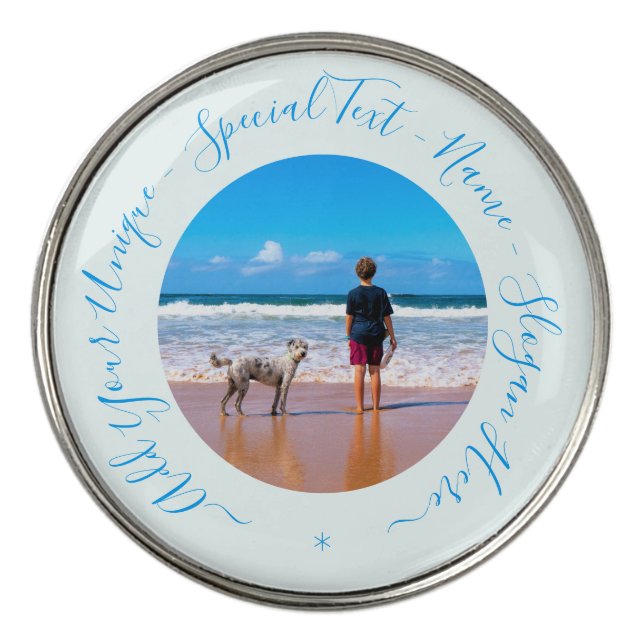 Your Photo Golf Ball Marker with Custom Text (Front)