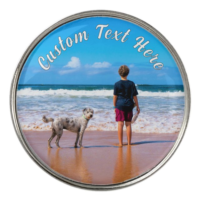Your Photo Golf Ball Marker with Custom Text Name (Front)