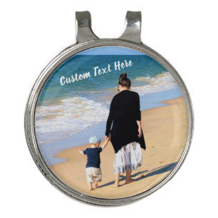 Your Photo Golf Hat Clip Bal Marker Custom Text