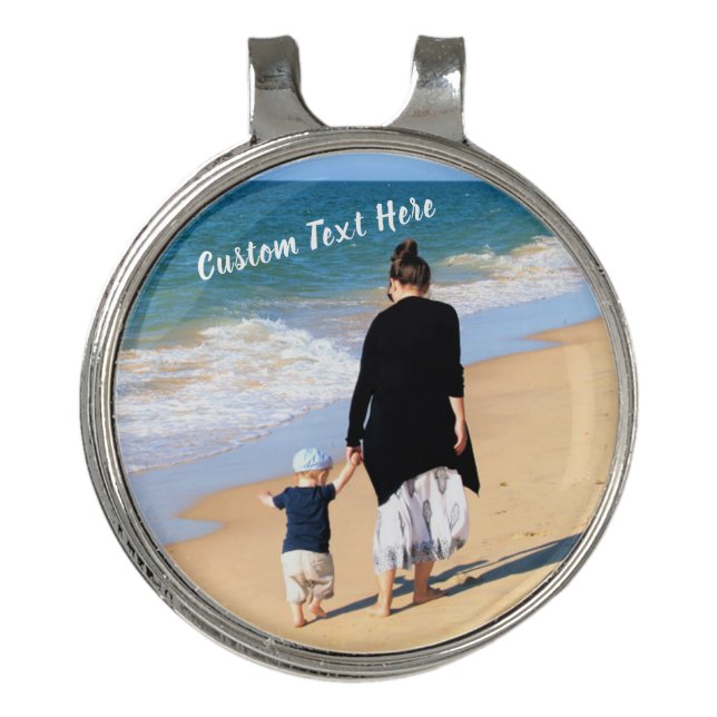Your Photo Golf Hat Clip Bal Marker Custom Text (Front)