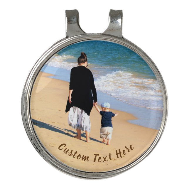 Your Photo Golf Hat Clip Ball Marker Custom Text (Front)