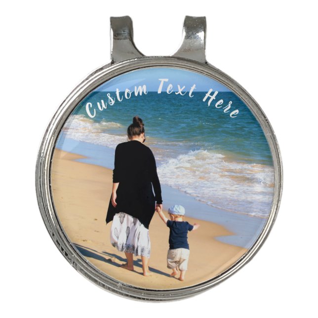 Your Photo Golf Hat Clip Ball Marker Custom Text (Front)