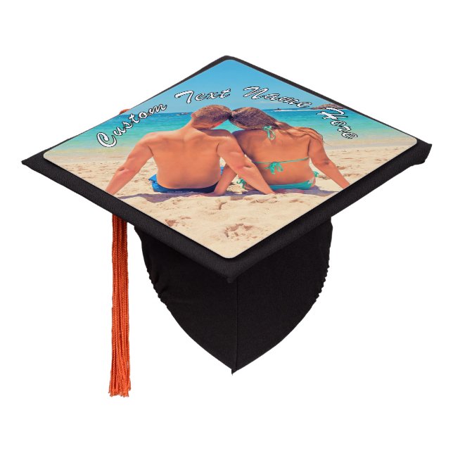 Your Photo Graduation Cap Topper with Custom Text (Angled)