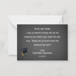 Your Photo Graduation Hat Thank You - Chalkboard Note Card | Zazzle