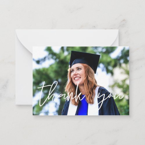Your Photo Graduation Hat Thank You _ White Note Card