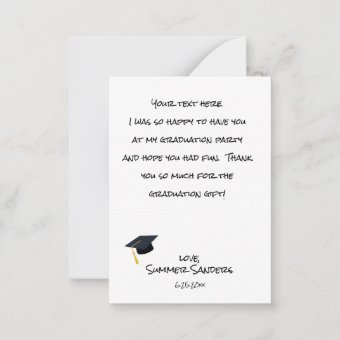 Your Photo Graduation Hat Thank You White Vertical Note Card | Zazzle