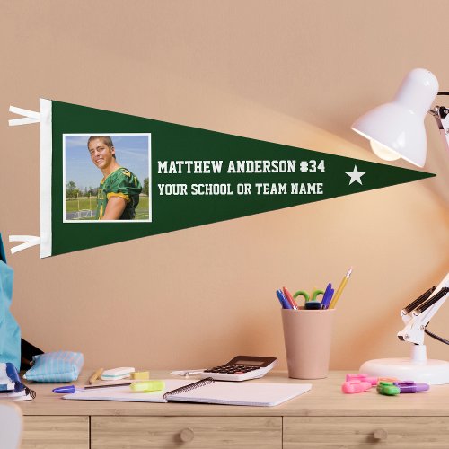 Your Photo Green or Pick Color Sports Pennant Flag
