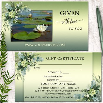 Your Photo Green Relax Beauty Spa Gift Certificate by sunnysites at Zazzle
