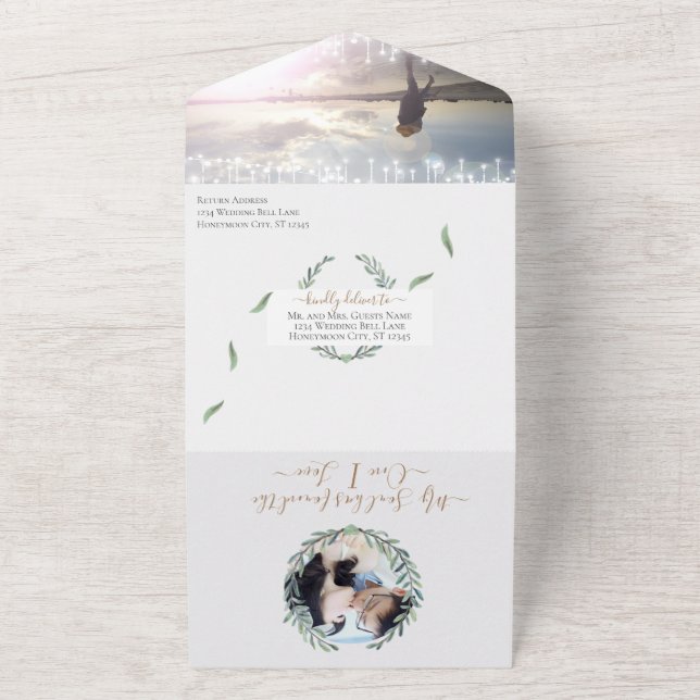 Your Photo Greenery Wreath Secret Forest Garden All In One Invitation (Outside)