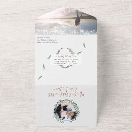 Your Photo Greenery Wreath Secret Forest Garden All In One Invitation
