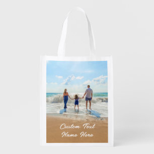 Your Photo Grocery Bag with Custom Text