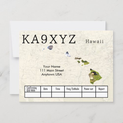 Your Photo Hawaii Shaped Cutout Custom QSL Postcard