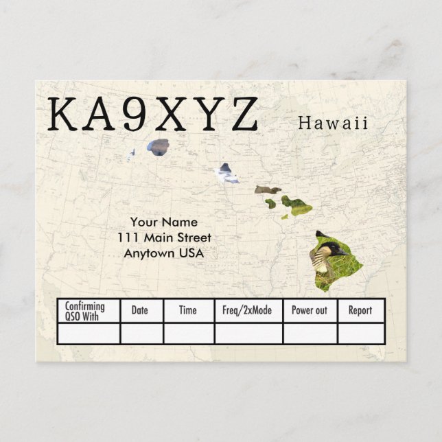 Your Photo Hawaii Shaped Cutout Custom QSL Postcard (Front)