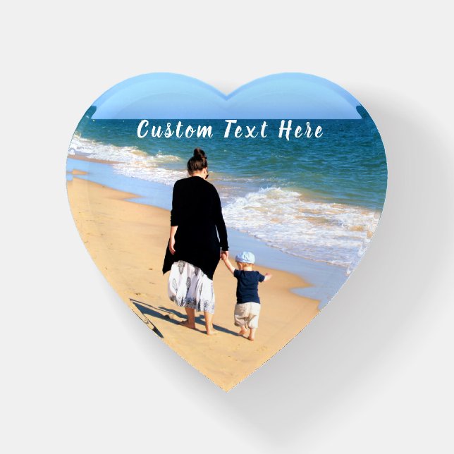 Your Photo Heart Paperweight with Custom Text (Front)