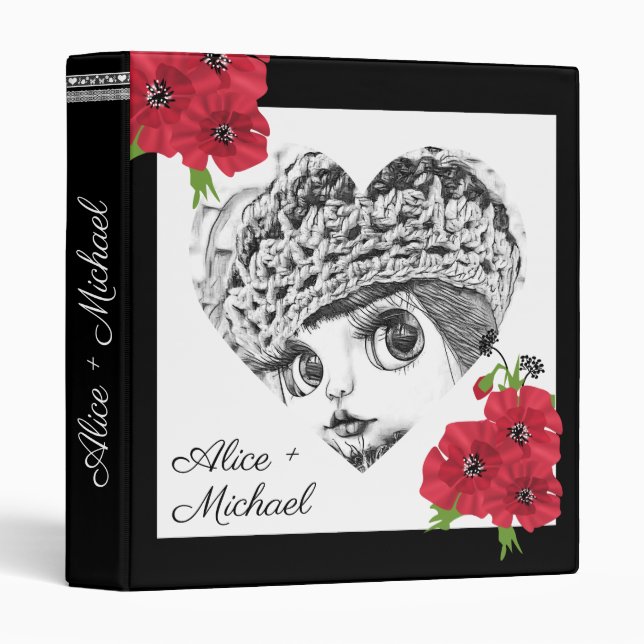 Your photo, heart, personal 3 ring binder (Front/Spine)