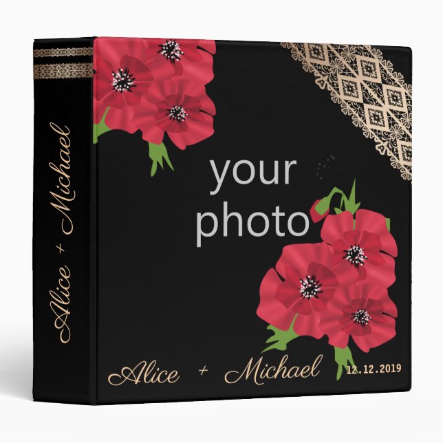 Your photo, heart, personal 3 ring binder (Front/Spine)