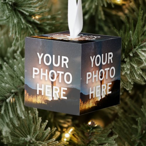 Your Photo Here Cube Ornament