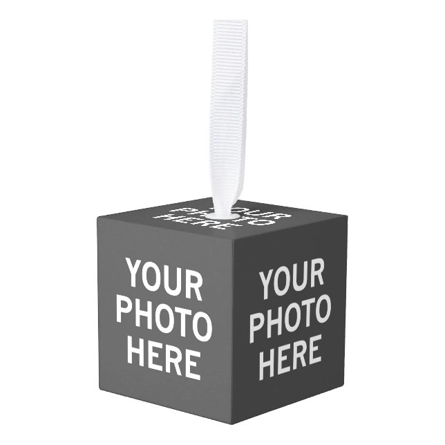 Your Photo Here Cube Ornament (Front Angled)