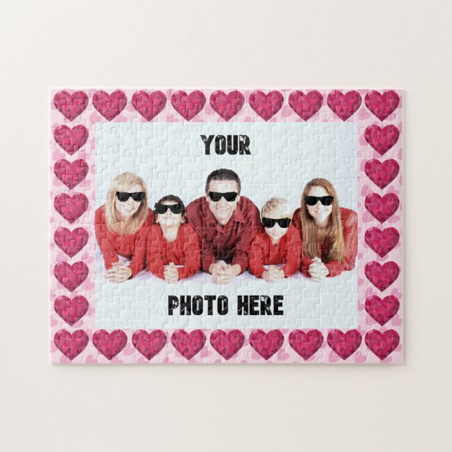 Your Photo Here Framed Hearts Jigsaw Puzzle (Horizontal)