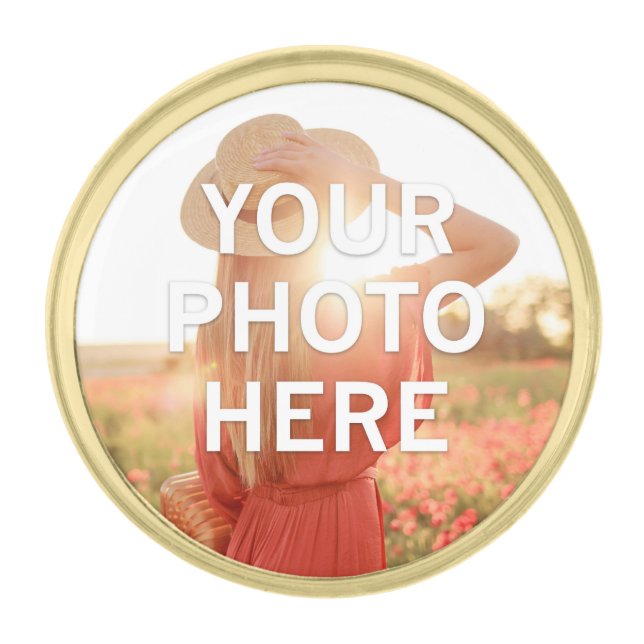 Your Photo Here Gold Finish Lapel Pin (Front)
